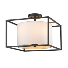 Golden 2243-SF BLK-MWS - Golden Lighting Manhattan 3-light Semi-Flush Mount in Matte Black